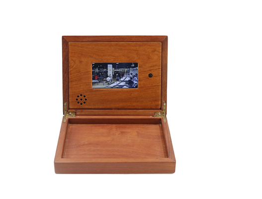 Hölzerner Werbespotkasten, 4,3 Zoll LCD-Geschenkbox 128MB Gedächtnis