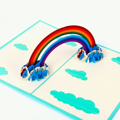 Soem-ODM-Regenbogen-Knall kardieren oben DIY, 3D glückliche Größe der Glückwunschkarte-A5